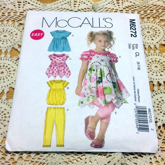 Uncut, factory-folded McCall's sewing pattern M6272. Girls CL 6-7-8 - Picture 1 of 8